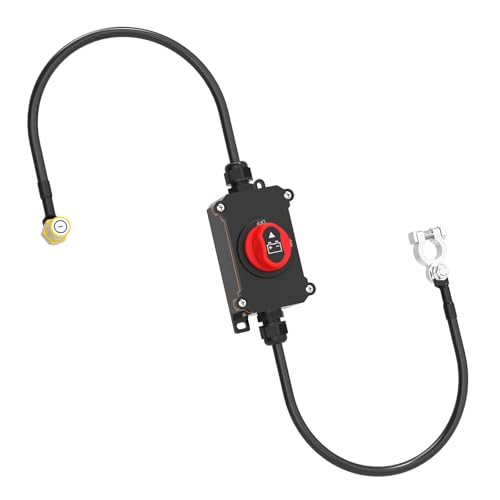 100A Battery Disconnect Switch, 12–48V Waterproof Top Post Battery Cut Off Switch with Wire(0.78ft) Heavy Duty for Car RV Boat and Vehicle(On/Off)