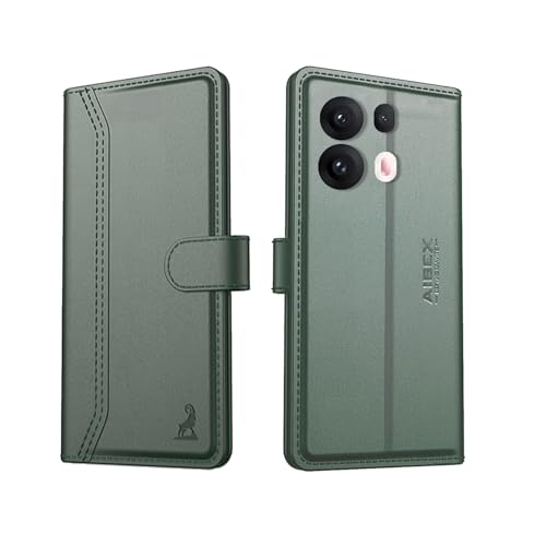 Image of AIBEX Compatible for Oppo Reno 13 Pro 5G Flip Cover Leather Finish with Magnatic Closure | Inside TPU with Card Pockets | Wallet Stand | Complete Protection Flip Case -Black