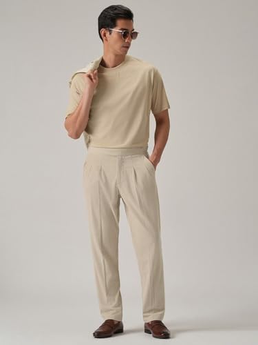 Image of Banana Club Men's Corduroy Gurkha Pants - Classic Cream Cotton Trousers with Regular Fit and Distinctive Waist Design for Casual Wear