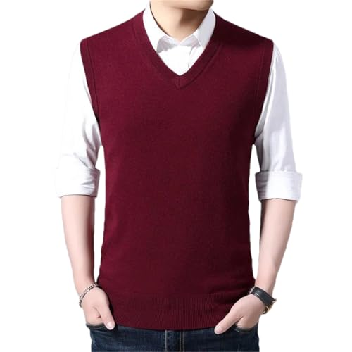 Men'S Solid Wool Vest Fall Winter Basic V-Neck Knitted Casual Sleeveless Vest2
