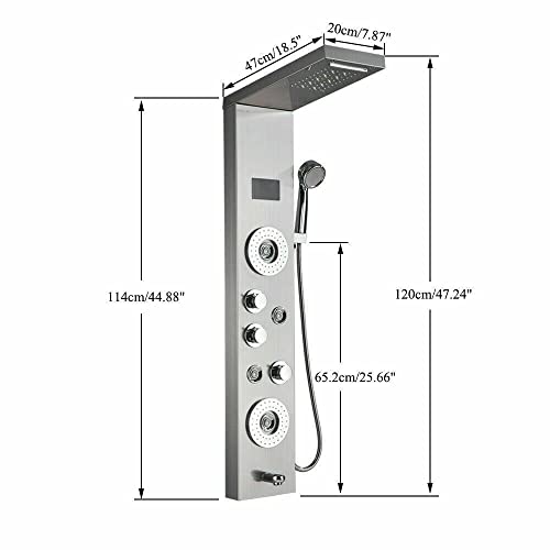 Columna de Ducha en Acero Inoxidable con Grifería, LED, Sistema de Masaje y Boquillas - Níquel Cepillado 8006 miniatura 3