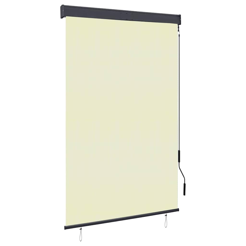 Store Roulant d'extérieur 120 x 250 cm en Tissu Polyester Respirant avec revêtement PA pour Balcon Jardin terrasse ou Patio, Commande Manuelle, Fixation Plafond, crème