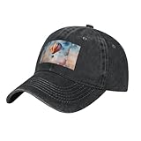 Gorra de béisbol de mezclilla lavada con estampado de globo aerostático ajustable para hombres y mujeres, clásica, Negro -, talla única