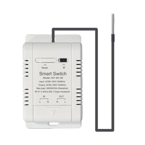 Nihcora Interruttore di Temperatura WiFi con Sensore 1M L'Interruttore di Temperatura Termostato Smart WiFi 20A Supporta il Controllo Vocale