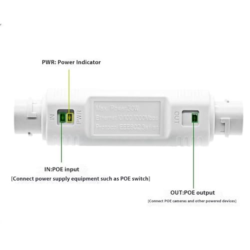 Pomya PoE Extender, 1 Port 10 100 1000 Mbps, PoE Amplifier, Repeater, Wall Mount, IEEE802.3af at Standard Power Supply, Plug and Play miniatura 6
