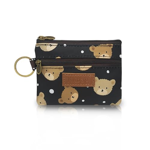 Image of Coin Bag, Waterproof Coin Wallet Small Coin Purse with Zipper and Keyring, Cute Coin Pouch for Women and Girls, Change Purse Mini Storage Bag for Coin, Cards, Lipsticks, Keys (black)