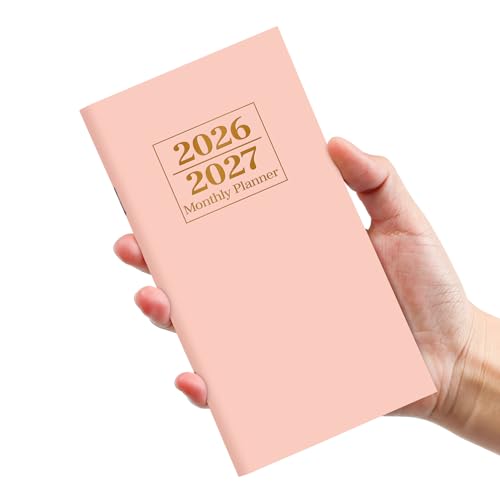 Pocket Calendar 2026-2027 for Purse Two Year Monthly Planner Pocket Size Jan 2026 to Dec 2027 Monthly Planner Small Size (6.5 x 3.5) - Pink