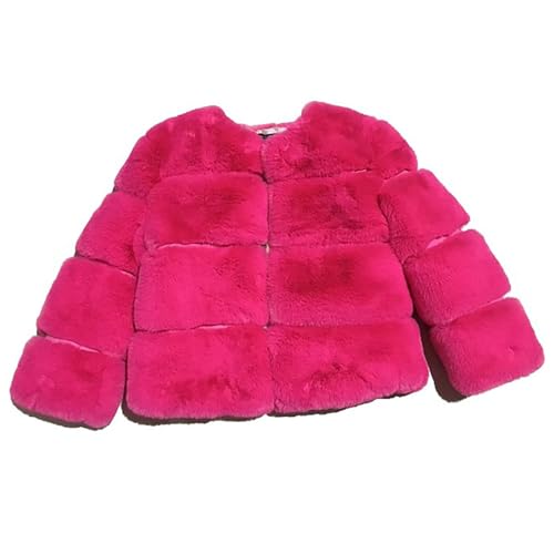 Girls Long Sleeve Cardigan Faux 𝐅𝘂𝗿 Dress Coat Toddler Girl Winter Long Sleeve Top Cute Jacket (Hot Pink, 5-6 Years)2