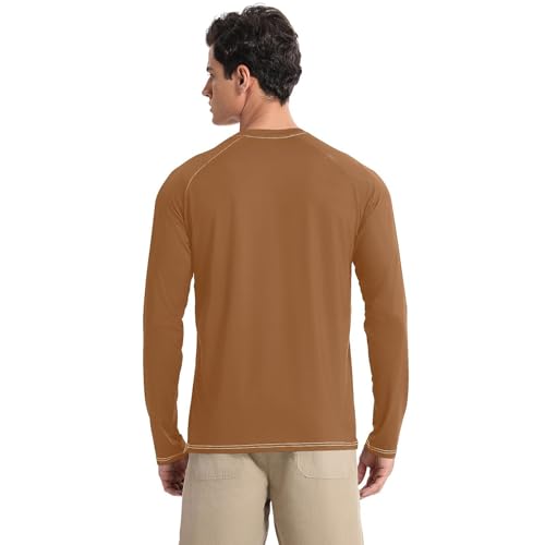 Brown Sun Protection SPF Rash Guard Shirt, Long Sleeve Sun Protections UPF 50+, Lightweight, Quick Drying, Round Neck, for Hiking, Running2