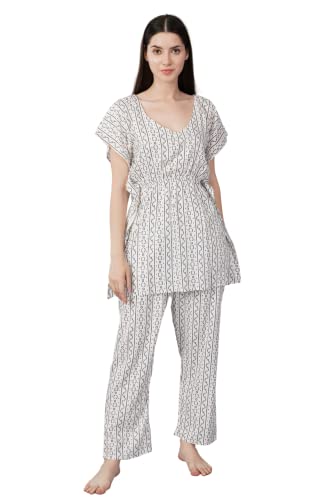 Image of Noty Girl's /Women's- Night Suit Set | Kaftan With Payjama | Rayon Fabric - Printed | Nightdress