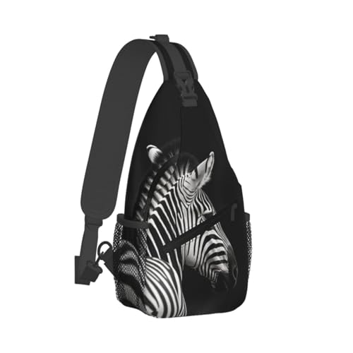 Bolso cruzado cebra negro y blanco para hombre y mujer miniatura 2