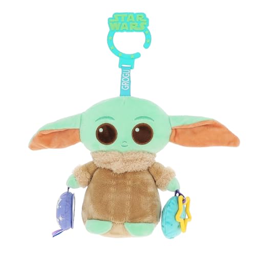 Image of Kids Preferred Star Wars: THE Mandalorian Grogu On the Go Activity Toy - with Teether, Crinkle, Squeaker, Mirror and Travel Clip, Sensory Toy, for Ages 0+