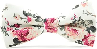 FANGFU Men's Cotton Floral Printing Bow Tie Pre-Tied Bow Tie (330), Medium