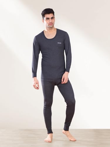 Image of Lux Inferno Men's Thermal Set | Full Sleeve Round Neck Top & Bottom Winter Innerwear | Soft & Warm Cotton Fabric
