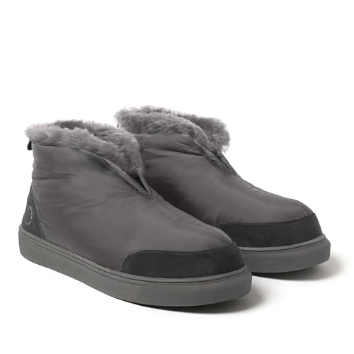 Image of Dearfoams Men's Fireside Nylon Australian Shearling Water Resistant Apres Winter Warm Up Bootie