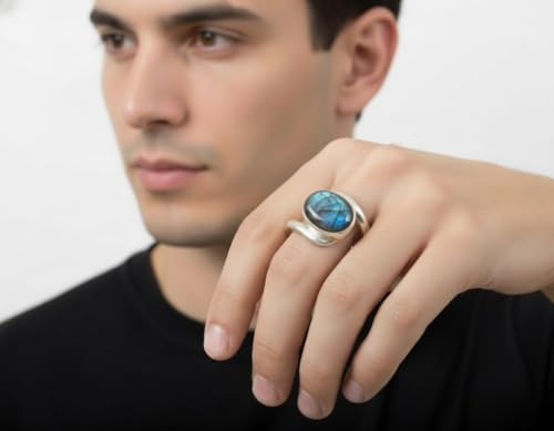 Image of 55Carat Choose Your Color Natural Gemstone Silver Statement Rings for Gift Corssover Style Size 5 to 12