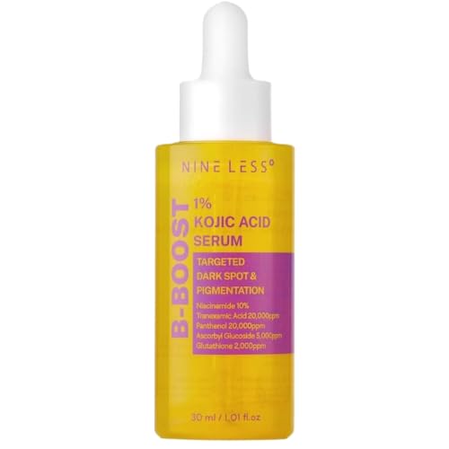 NINELESS -Boost 1% Kojic Acid Sérum 30ml éclaircissant avec 1% d'acide kojique, 10% niacinamide et 2% d'acide tranexamique hydratant, équilibre le ton et réduit les taches sombres. Avec