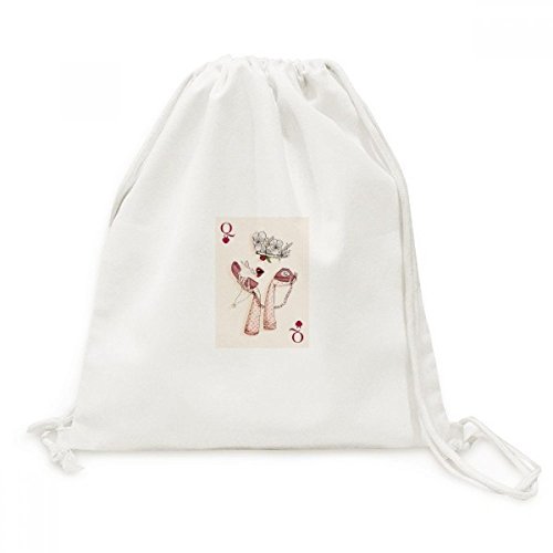 Sac à dos à cordon Toile Coeur Q avec motif graphique pour transport décontracté