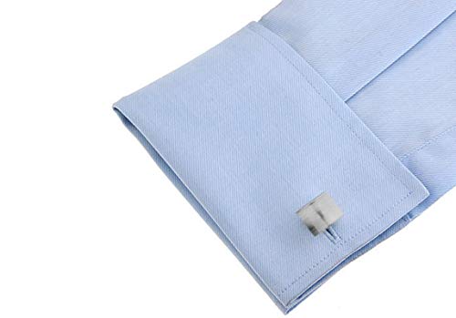 Mancuernillas rectangulares plateadas para hombre KnBoB miniatura 2