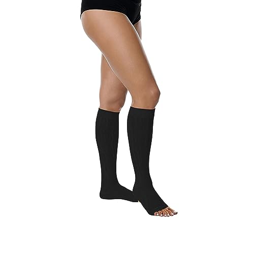 Image of Juzo Basic 20-30 mmHg Compression Stockings, Knee High, Open Toe | Compression Socks for Women / Men for Moderate Varicosities & Edema, Post-Sclerotherapy, Post-Op
