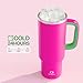 40 oz Tumbler with Handle and Straw: Stainless Steel Insulated Tumbler Keeps Cold for 24 Hours, Leakproof Travel Cup Fits in Cup Holder and BPA-Free,Knockout Pink