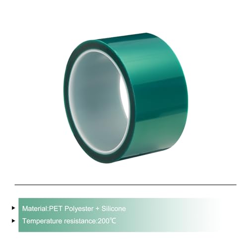 Image of MECCANIXITY Resin Tape Silicone Adhesive Tape High Temperature Resistance Easy Peeling Polyester for Epoxy Resin,River Tables,Craft,Remove Residue 1.97 Inch Wide 108FT Long(Green),Pack of 1