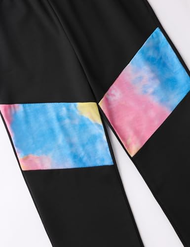 Image of Girls Clothes Tie-Dye Long Sleeve Sweatshirt Cool Patchwork Sweatpants 2 Piece Girls' Clothing Sets Size 6-14 Years