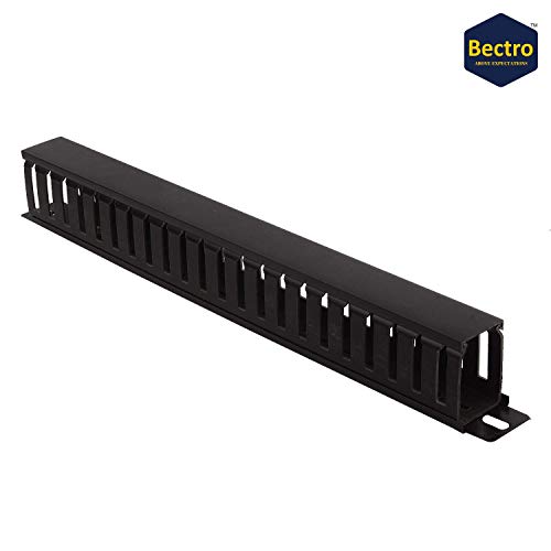 1U 22 Slot Rack Mount Horizontal Cable Manager Duct Raceway for 19" Server Rack (Black) (Pack of 2)
