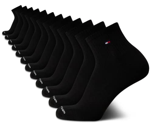 Image of Tommy Hilfiger Mens Quarter Socks - 12 Pack Polyester Spandex Athletic Performance Cushioned Ankle Socks for Men with Arch Support