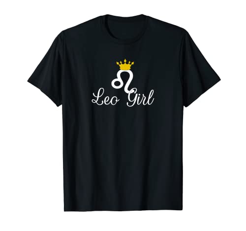 Leo chica signo del zodiaco con corona julio o agosto cumpleaños Camiseta