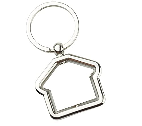 Giftana Home Keychain, Home Shape Rotating Silver Metal Key chain, New House Keyring Housewarming Gifts Key Chain Real Estate Gift Buying and Selling Keychain -Silver