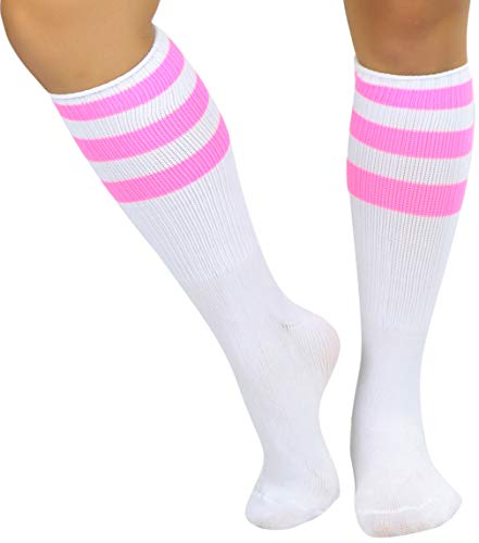 Image of ToBeInStyle Women's Premium Below Knee Athletic Socks w /Contrasting Wide Stripes