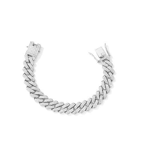 Mens Silver Gold Cuban Link Chain for Men Women Diamond Necklace Chain Iced Out Chain Miami Cuban Link Bracelet Men Hip Hop Jewelry for Men and Women Jewelry Gift2