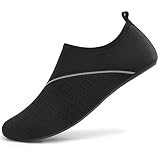 LUEDKA Badeschuhe Herren Damen Wasserschuhe Schnelltrocknend Schwimmschuhe Aquaschuhe Atmungsaktiv Tauchschuhe Slip on Strandschuhe (Schwarz,41 EU)