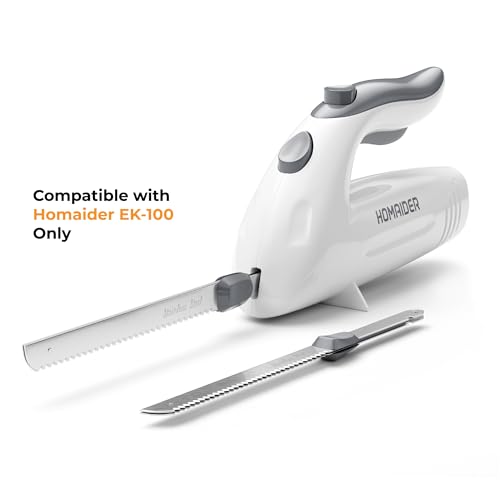 Image of Homaider Replacement Blades for Electric Knife - Compatible EK-100 Only - 2 Stainless Steel Serrated Blades
