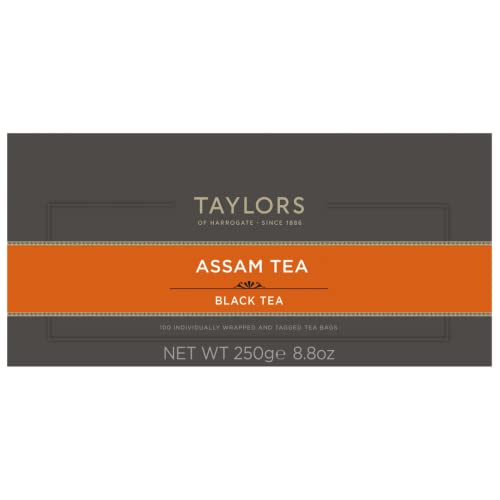 Image of Taylors of Harrogate Assam, Black Tea, Individually Wrapped Bags, 100 Count (Pack of 1), Full-bodied, Satisfying & Malty, Caffeinated, Enjoy Hot or Iced, 100 Teabags