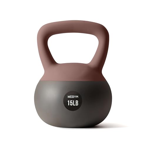 WeGym Soft Kettlebell with Cushioned Impact Resistant Base Anti Slip Wide Grip Handle for Home Workouts Weightlifting Full Body Training (15LB/6.8KG Rose)