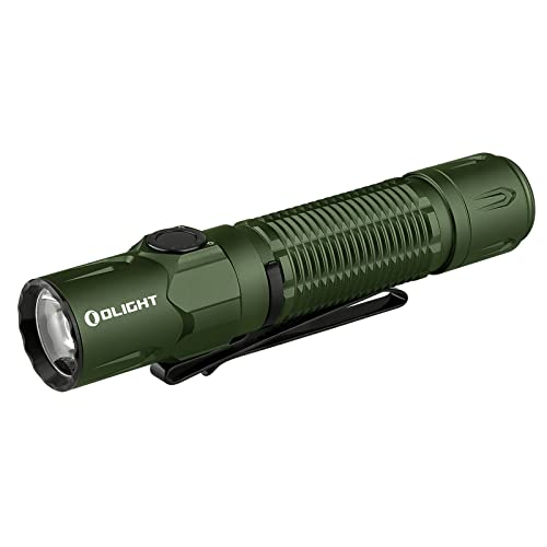 OLIGHT Warrior 3S 2300 Lumens Rechargeable Tactical Flashlight, Compact Dual-Switches LED Bright Light with Proximity Sensor, Powered by Customized Battery for Emergency and Searching (OD Gr