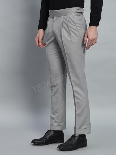 Image of FASHIONEMPIRE Men's Formal Trousers Front Pleated Double Button Gurkha Zion Pant Slim Fit | Stylish Formal Pant for Party and Casual Wear
