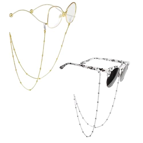 VIGHNESHWAR TRADERS Face Mask Chain Eyeglasses chain Lanyard Glasses Reading Spectacles Sunglasses chain necklaces with clips anti-lost Adjustable Eye Glasses Holder (Golden + Silver)-image-37