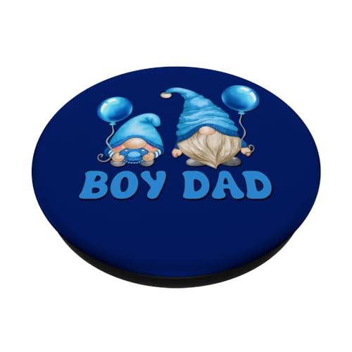 Boy Dad Gnome Graphic For Men Blue Balloons For Daddy To Be PopSockets Swappable PopGrip, Black - Image 2
