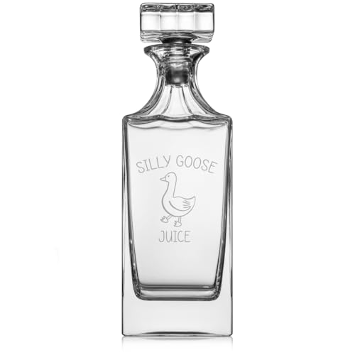 30 oz Glass Whiskey Decanter with Glass Stopper Gift Silly Goose Juice Funny