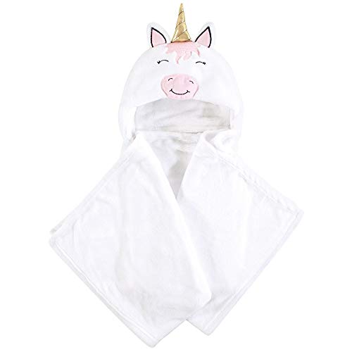 Image of Hudson Baby Unisex Baby and Toddler Hooded Animal Face Plush Blanket, Modern Unicorn, One Size