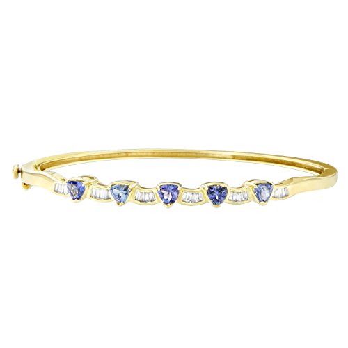 Original Classics 14K Yellow Gold 1/3ct. TDW Baguette-cut Diamond and Tanzanite Bangle (H-I, VS2-SI1)