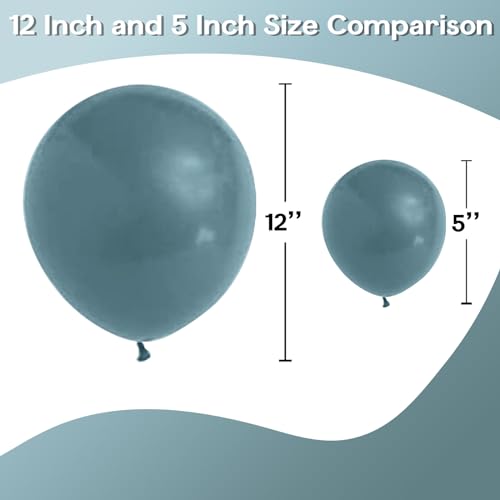 Image of Jobkoo Slate Blue Balloons 5 Inch, 60Pcs Small Dusty Latex 5'' Mini Matte Retro Sea Helium for Birthday Boho Baptism Wedding Party Decorations