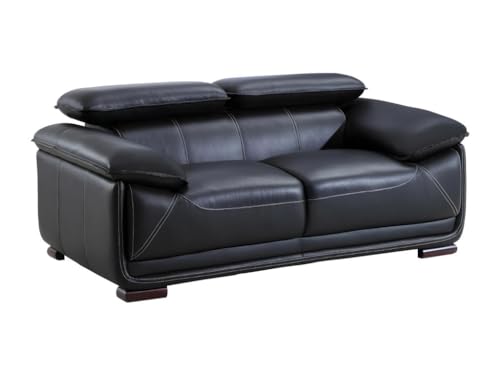 Vente-unique-Couchgarnitur Leder 3+2 - Schwarz - MACELO – Bild 5
