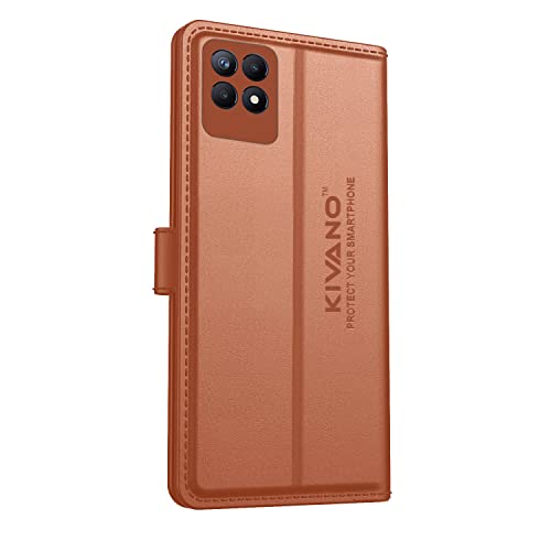 Image of Compatible with Realme Narzo 50 / Realme 8i Flip Cover | Leather Finish | Inside Pockets & Inbuilt Stand | Shockproof Wallet Style Magnetic Closure Back Cover Case