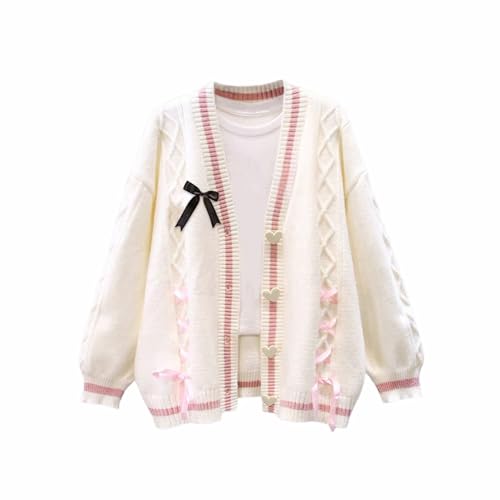 Image of Chevara Women's Cute Sweet Cardigan Sweater Kawaii School Uniform Button Long Sleeve V-Neck Knitted Outerwear