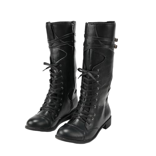 Men Riding Boots With Crocodile Pattern Motorcycle Boot Belt Buckle Mid Calf Gothic Knight Shoes