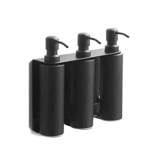 GEK208130 Dosificador de jabón Dispensador de jabón de Pared de Acero Inoxidable for baño, Juego de 3 Botellas de loción Dispensador jabon baño(Negro)